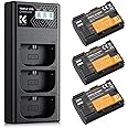 K&F Concept 3-Pack 2250mAh LP-E6NH Battery and Triple Slot USB Charger for Canon EOS R7, R5, R6, R, 5D III IV, 5DS, 5DS R, 6D, 6D II, 7D, 7D II, 80D, 90D