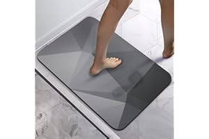 Homlab Bathroom Bath Mat Rug, Diatomaceous Earth Water Absorbent Rubber Backed Non-Slip Bathroom Floor Mat Carpet Square Cool Thin Washable Quick Dry For Shower Tub Bathtub Indoor Door (50 x 80cm)