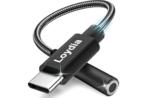 LOYDIA USB C to 3.5mm Headphone Jack Adapter, Type C to Aux Audio Dongle Compatible with Samsung Galaxy S23 S22 S21Ultra Note 20, Pixel, iPad Pro and More Type C Devices(Black)