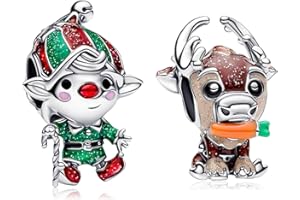 MSPOVOF Christmas Charms 5A Cubic Zirconia 925 Bracelets en argent sterling Pendentif Noël Anniversaire cadeau pour les femmes