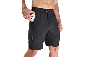 Arcweg Swimming Shorts Men Long Men's Swim Shorts & Trunks with Zip Pockets Swim Shorts Black for Gym Swim Running No Mesh Lining