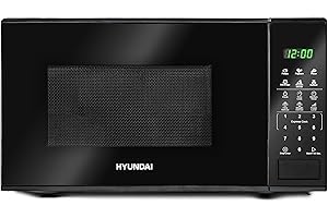 Hyundai 800W 20L Black Digital Microwave, Stainless Steel Interior, 11 Power Levels, Automatic Defrost, 6 Auto Cook Modes, Clock and Timer, Digital Controls, Easy Clean & Child Lock