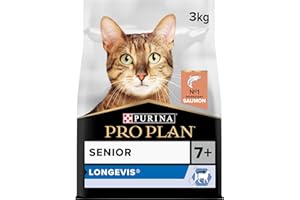 PURINA PRO PLAN | Senior 7+ Longevis | Riche en Saumon | Croquettes | Chat Adulte |Sac de 3kg, 1 paquet (L'emballage peut varier)