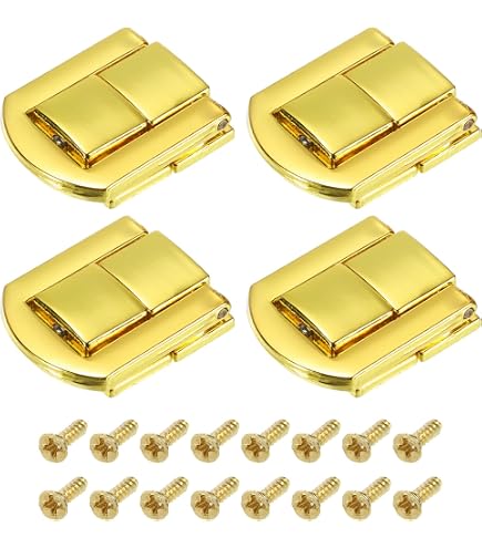 PATIKIL 22mmx20mmx4mm Legno Scatola Chiusura Fermaglio, 20pz Custodia Blocco Gancio Cerniera Per Legno Scatole, Bronzo Tono - 5