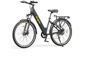 Eleglide T1 Step-Thru Electric Bike, 27.5'' Electric Bicycle Commute Trekking Bike with 36V 13Ah Removable Battery, Max Range 100Km(62Miles) LCD Display, Shimano 7 Gears E-Mountainbike for Adults