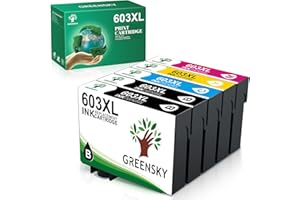 GREENSKY 603XL Cartucho de Tinta Compatible para Tinta Epson 603 603XL para Expression Home XP-2100 XP-3100 XP-4100 XP-2105 XP-4105 XP-3105 XP-2150 Workforce WF-2835 WF-2830 WF-2850 WF2810(5 Paquetes)