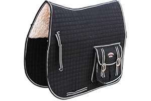CHALLENGER Horse English Quilted Fleece Padded Dressage Saddle Pad with Pockets 72121-124