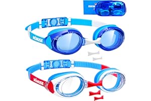 MOMUSE Occhialini da Nuoto per Bambini 2 Pezzi, con Naselli di 3 Dimensioni, a Prova di Perdite e Antiappannamento e Visione Chiara, Occhiali da Piscina per Bambini Ragazzi Ragazze 4-16