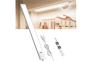 Qsmile 1 Stück Unterbauleuchte Küche LED 230V, 41cm 8W 3CCT in 1 Unterbauleuchte, Handwelle-Schalter und Nasse Hände Verfügbar, Netzbetriebene Steckbare LED Schrankbeleuchtung für Küchenschrank