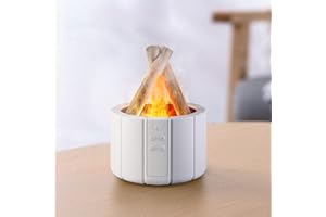 Ankrs Falò Diffusore di Oli Essenziali, con Effetto Fiamma, 280ml Umidificatore d'Aria, Luminosità Regolabile, 3 Timer, Silenzioso Bruciatori per Oli Essenziali (Bianco)