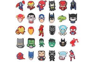 GRADESAFE 15, 30, Mixed, Girl Or Boy Superhero Famous Cute Cool Funny Random Colourful Shoe Charms Decorations For Croc Clog Shoes, Bracelet And Wristband For Women & Men No Duplicates