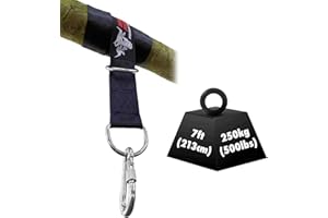 BULL DOZA FIGHT WEAR Correa/Eslinga para Saco de Boxeo - Gancho para Saco de Boxeo con mosquetón de Tornillo de Acero de 9 mm - con Capacidad de sujeción de 500 Libras (Negro) (7 pies (213 cm))