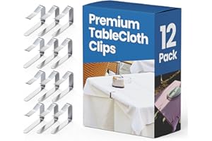 PROTENSILS 12 Pcs 1.5” Thick Outdoor Table Cloth Clips - Stainless Steel Tablecloth Holder by Brand, Fits Picnic & Dining Tables
