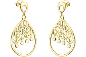 SOFIA MILANI - Damskie kolczyki ze srebra próby 925 – z cyrkoniami – owalny liść