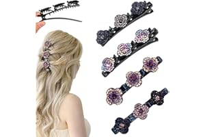 TBLMPNE 4Pcs Sparkling Crystal Stone Braided Hair Clips,Braided Hair Clips for Women,Shiny Rhinestone Hair Clip,2024 New Rhinestone Hair Clips for Womens Girls
