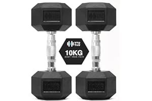 You vs You Hex Dumbbells Weights Pair for Home Exercise | 1kg - 30kg Set of 2 Hexagonal Weight Rubber Encased for Home Fitness Gym Workout Training Muscle Building & Conditioning