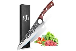 Purple Dragon Coltello da Chef, Affilatissimo Coltello da Cucina Professionali, Coltelli Macellaio Professionali per Tagliare Verdure, Carne e Disossare, con Manico Ergonomico e Confezione Regalo