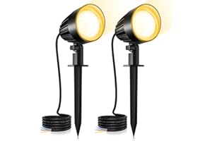 MEIKEE Spot LED Extérieur avec Piquet 7W Lot de 2 Éclairage Paysager Aluminium IP66 Étanche 500LM Blanc Chaud 3000K Tension 85-265V Spot de Jardin à Piquer pour Allée Terrasse Chemin Plante