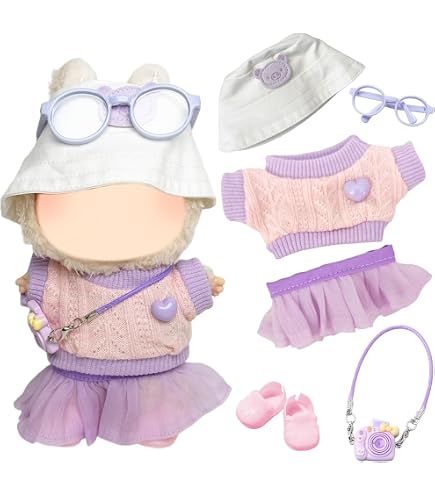 Tenue Pour Poupée Labobo Bubu – Robe, Bonnet, Mini Sac – Coton Doux – Compatible 17-19 Cm – Cadeau Collectionneur
