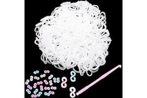 Toyland® Loom Band Refill Pack - 600 Neon Loom Bands with Clips & Hook Included (White)