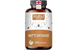 Nattokinase 2,000 FU per Capsule - High-Strength 240 Nattokinase Capsules from Fermented Natto Soybeans - 8 Months Supply - Non-GMO, Natural & Vegan- Laboratory Tested - Raibu