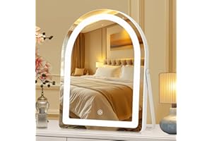 ACOLAR Arched Vanity Mirror with Lights, 30x25cm, 3 Color Light, Touch Switch Adjustable Brightness, 360° Rotation Dressing Table Mirror