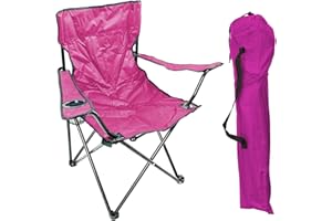 HOMESTYLE4U Krzesło składane, różowe, kempingowe, krzesło wędkarskie, uchwyt na napoje, fotel wędkarski, drewno