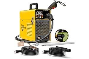 haxiaoer 145A Gasless MIG Welders, 3 in 1 Portable Flux MIG/ARC/Lift TIG MIG Welding Machine with Smart Digital LED Dispaly, Semi-Automatically Synergy Inverter MIG Welder, Best for Beginner