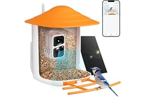 Kidken Vogelfutterhaus mit Solarbetriebener Kamera, Wildvogelfütterungsstation, Vogelfutterspender Vögel AI Erkennung, Vogelhäuschen mit 1,8L Fassungsvermögen, Allwetter, 1080P-Hd-Bildern/Videos