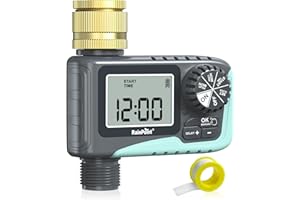 RAINPOINT Programmateur Arrosage avec Entrée en Laiton, Minuteur Arrosage Automatique Amélioré avec Retard de Pluie/Irrigation Manuelle, Débit d'eau Élevé, pour Pelouse et Jardin