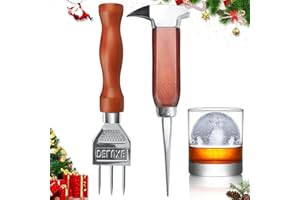 SUPROBARWARE Juego de palillos de hielo de acero inoxidable de 2 a 7.24 pulgadas y 6.8 pulgadas, con mango de madera, picadora de hielo de estilo japonés, ideal para bares y hogar
