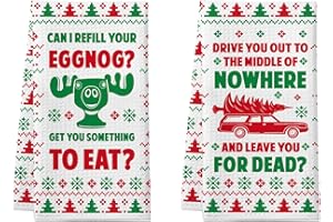 CHEROLOVEN National Lampoon's Christmas Vacation Gift, 2 Pack Funny Christmas Kitchen Towels, Griswold Family Cousin Eddie Christmas Vacation Merchandise, Cute Christmas Home Decorations, Novelty Xmas Gifts