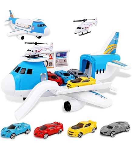 Pink Airplane Model Toy Transport Cargo Playset Bambini Giocattoli Educativi per Bambini Ragazze, Grande Aereo Aereo Con Beauty Dresser Table, Principessa e Adesivi