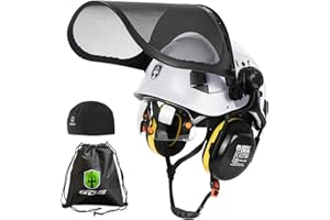 GREEN DEVIL Casque de protection pour tronçonneuse - Certifié EN397 - Système 5 en 1 avec protection du visage en maille - Visière et cache-oreilles intégrés - Ventilé - Pour le travail du bois et le