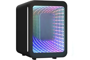 eklipt Mini Fridge, 4L RGB LED Skincare Fridge Cooler & Warmer, AC/DC Portable for Drinks & Cosmetics, with Mirror for Bedroom, Office, Car, Black