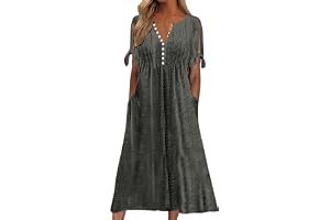 Sommarklänningar för kvinnor UK 2026 vardaglig V-ringad knapp kortärmad semester solklänningar mode elegant strand boho tryck