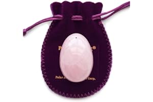 POLAR JADE Yoni Huevo de cuarzo rosa, perforado, grande, con certificado e instrucciones, piedra rosa, para que los usuarios fortalezcan los músculos del suelo pélvico y contrarresten la incontinencia urinaria