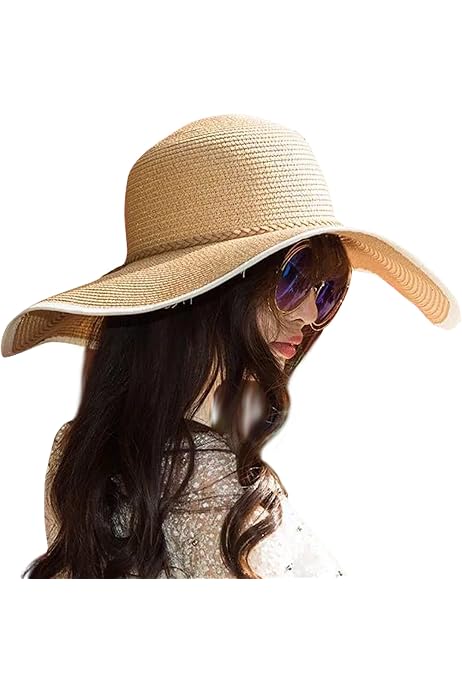 Chapeau De Paille à Large Bord UPF 50+ - Modèle Pliable Pour La Plage, Voyage, été - Taille Unique Femme