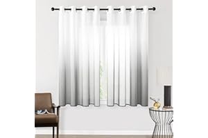 CUTEWIND 2 Piezas Cortinas Visillos Gradiente Vertical Visillo Degradado Salon Moderno con Ojales para Ventanas Habitación Dormitorio Juvenil Cocina Balcon 140x160cm Gris