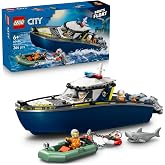 LEGO City Polis Teknesi Takibi 60456 | 6 Yaş ve &Uuml;zeri Polis Hayranı &Ccedil;ocuklar i&ccedil;in Tekne İ&ccedil;eren Yaratıcı Oyuncak Yapım Seti, D