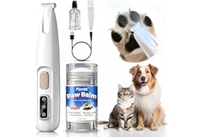 Pjordo Tondeuse pour chien avec baume pour pattes, tondeuse à poils de chien à faible bruit, tondeuse de toilettage pour chats pour couper les pattes, les yeux, les oreilles, le visage, la croupe