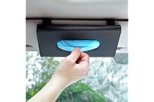 hifrom Car Sunshade Tissue Box, Leather Car Tissue Holder, Car Sun Visor Tissue Holder Clip, Tissue Storage Containers (Black, 1PC)