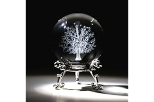 ZEERSHEE Sfera di cristallo 3D con supporto inciso al laser dell'albero della vita da 60 mm The Tree of Life Ball di guarigione, ideale come regalo