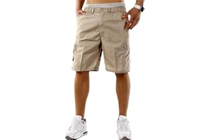 westAce Mens Cargo Shorts Combat Multi Pocket Elasticated Waist Plain Lightweight Relaxed Casual Shorts M L XL 2XL 3XL