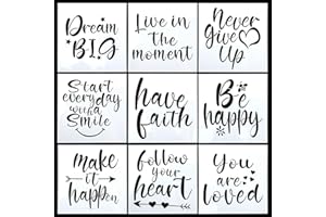 YapitHome 9 Pezzi Stencil Mobili 20 cm x 20 cm Stencil Muro Stencil da Parete per Legno,Tessuto,Mobili