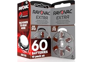 UDIVITA 60 Batterie per Apparecchi Acustici Rayovac Misura Extra 312 Sound Fusion Technology - 10 Blister da 6 Pile