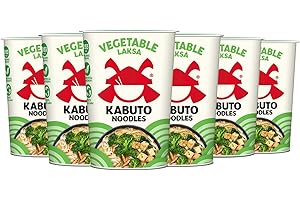 Kabuto Noodles | Vegetable Laksa Instant Noodles | 6 Pack (6 x 65g) | Vegetarian, Gluten Free Instant Pots