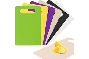 Skärbräda i plast, 6 stycken skärbrädor, set, frukostbrädor med handtag, skärbrädor, plast, köksbräda för kött, finmat, gröns