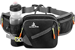 Cinturón de Hidratación para Correr, zeroto Bolsa de Cintura Multibolsillos Bolsa de Correr Impermeable Riñonera Deportiva Cinturón de Cintura para Jogging Ciclismo(Botella Excluida) (Negro)