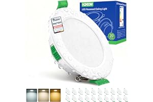 HOMEOW Lot de 20 Spot Led Encastrable Extra Plat, 5w Spot Encastrable Led 68mm - 80mm Découpe, Blanc Chaud 2700K Blanc Neutre 4000K Blanc Froid 6000K Spot Salle de Bain IP44 pour Cuisine